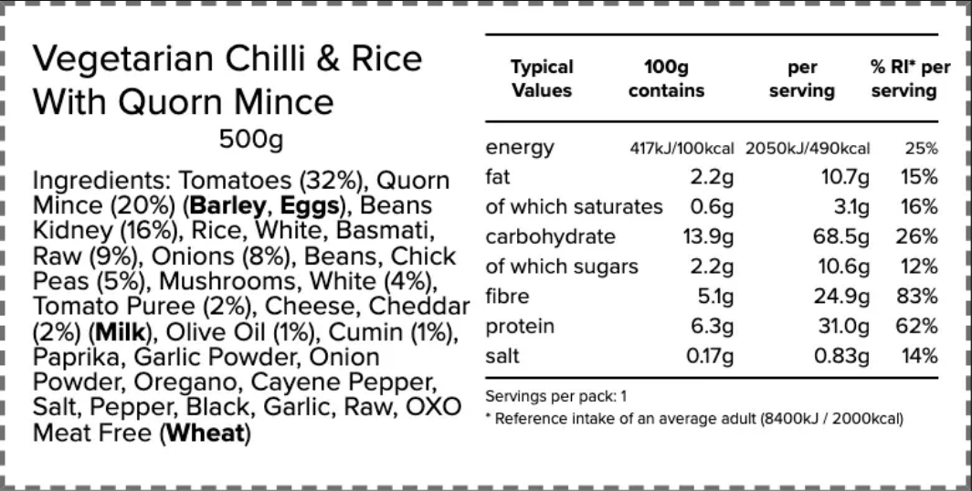 Vegetarian Chill & Rice With Quorn Mince