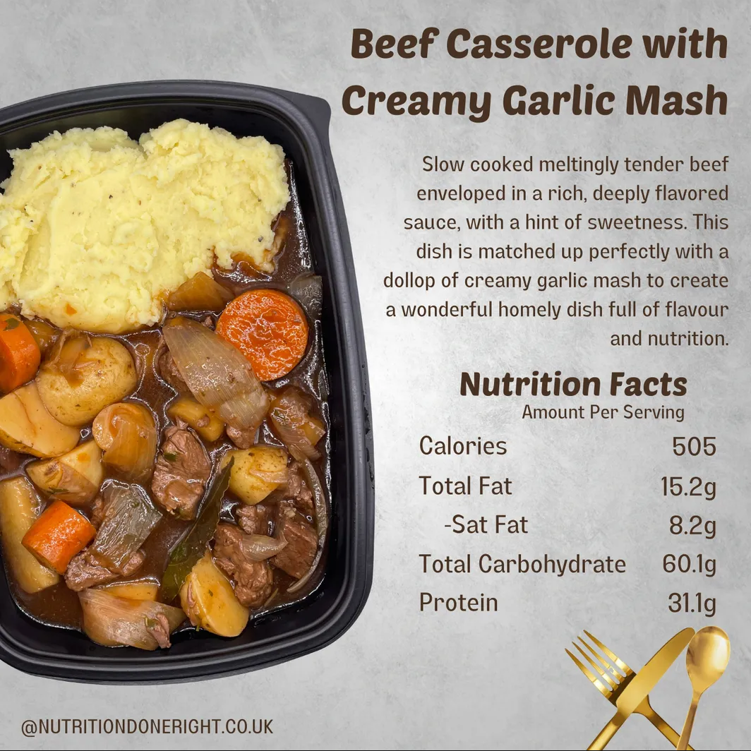 Beef Casserole with Creamy Garlic Mash