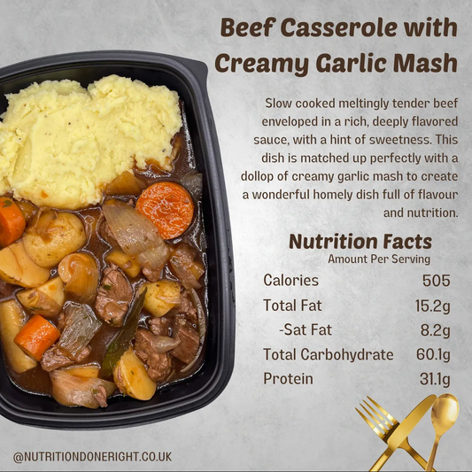 Beef Casserole with Creamy Garlic Mash