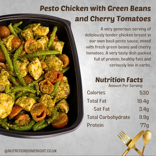 Pesto Chicken with Grean Beans and Cherry Tomatoes