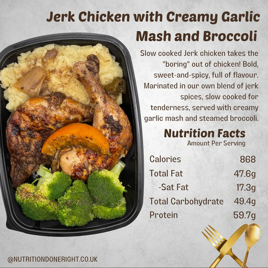 Tender and Juicy Jerk Chicken with Creamy Garlic Mash and Broccoli