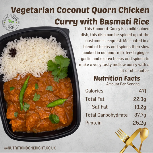 Vegetarian Coconut Quorn Chicken Curry with Fragrant Basmati Rice