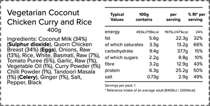 Vegetarian Coconut Quorn Chicken Curry with Fragrant Basmati Rice